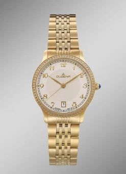 Dugena-Quartz-Damenuhr mit Edelstahlbandgehäuse