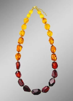 Edle Halskette mit Bernstein und Hämatit