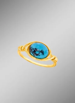 Edle Unikate: Damenring mit Türkis, beh., und mit Matrix