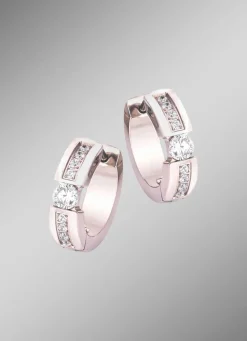 Elegante Klappcreolen mit synth. Zirkonia