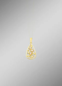 Eleganter Anhänger im Blumendesign mit Süßwasser-Zuchtperlen