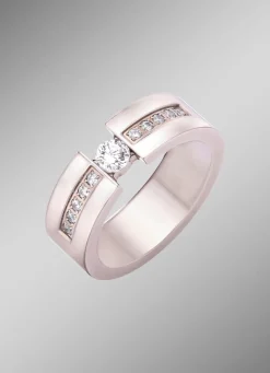 Eleganter Damenring mit synth. Zirkonia