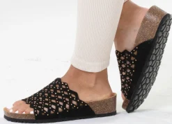 ELENA EDEN, leichte Damen-Pantoletten, Weite G, mit Lederfußbett