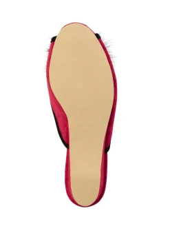 ELENA EDEN, schicke Damen-Pantoletten, Weite G, mit Kunstfellpompon