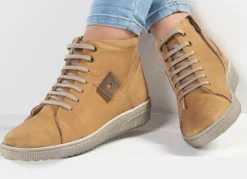 ELENA EDEN Schnür-Bootie aus Nubukleder, mit Leder-Applikation