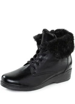 ELENA EDEN Schnür-Stiefelette mit umschlagbarem Lammfellkragen