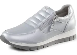 ELENA EDEN Sneaker aus Nappaleder und silbergrau geprägtem Veloursleder