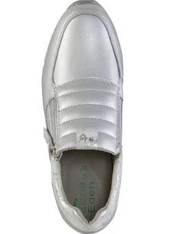 ELENA EDEN Sneaker aus Nappaleder und silbergrau geprägtem Veloursleder