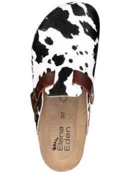 ELENA EDEN, trendige Damen-Clogs, Weite H, mit brauner Spange