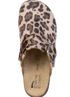 ELENA EDEN, trendige Damen-Clogs, Weite G, mit Leo-Print