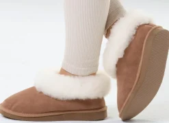 ELENA EDEN, warme Damen-Hausschuhe, Weite G, mit Lammfell