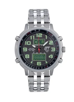 ETT-Funk-Solar-Herrenuhr mit Edelstahlbandgehäuse