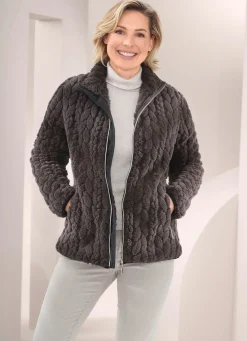 Fleecejacke mit Zopfmuster