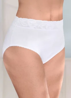 Fünferpack Slips mit Elastikspitzenbund