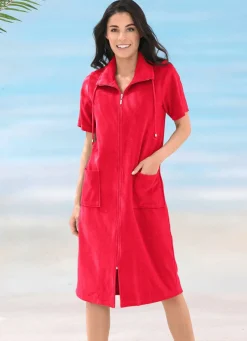 Frottier-Kleid mit durchgehendem Reißverschluss