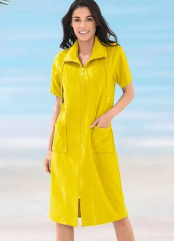 Frottier-Kleid mit durchgehendem Reißverschluss