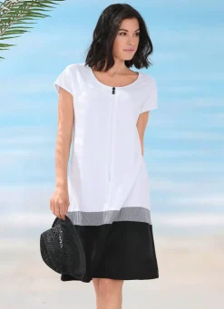 Frottier-Kleid mit Reißverschluss und überschnittenen Ärmeln