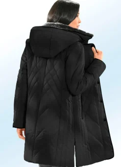 Funktions-Kurzmantel kontrastfarbenen Nappaleder-Imitatpaspeln