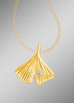 Glücksbringer Anhänger Ginkgo-Blatt mit Brillant