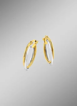 Glänzende Creolen in Bicolor, 2-reihig