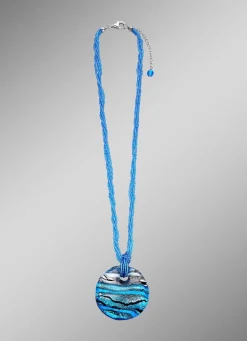 Halskette aus Muranoglas in Türkis- und Silbertönen