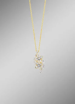 Halskette im Blumen-Design, 10 Brillanten, 22 Diamanten