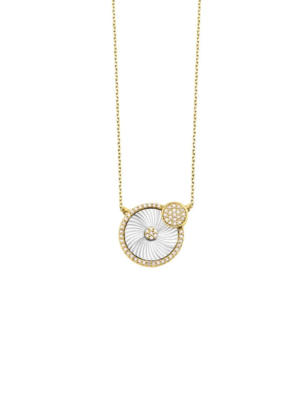 Halskette in Bicolor mit Sonnenschliff und Ankerkette