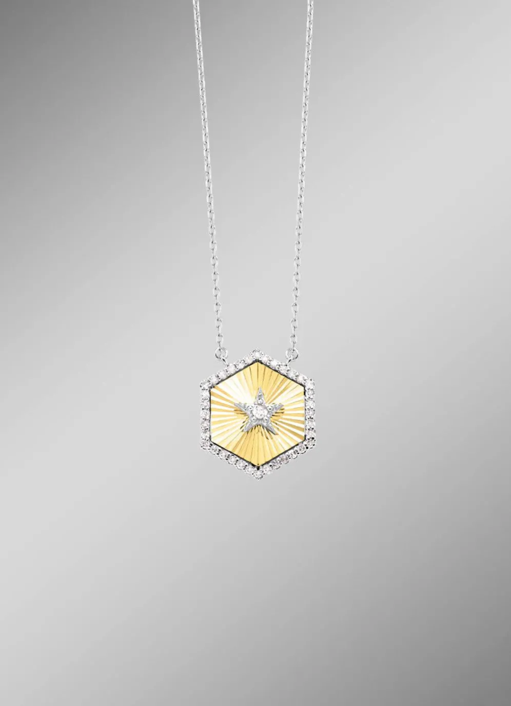 Halskette in Bicolor mit 1 Brillant und 36 Diamanten