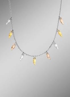 Halskette in Tricolor mit 9 Flügelchen