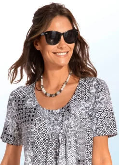 Halskette mit echt Achat und Süßwasser-Zuchtperlen