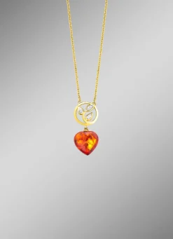 Halskette mit echt Bernstein und synth. Zirkonia