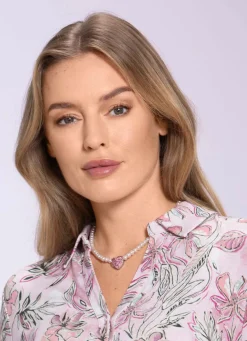 Halskette mit Schmuckperlen und Strassherz