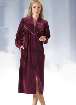 Hausmantel mit Stickerei- und Paillettenzier