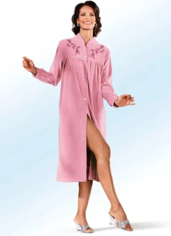 Hausmantel mit Stickerei- und Paillettenzier