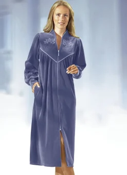 Hausmantel mit Stickerei- und Paillettenzier