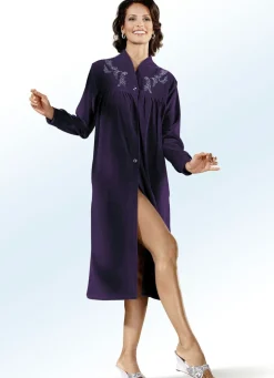 Hausmantel mit Stickerei- und Paillettenzier