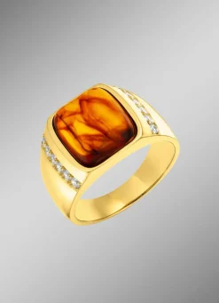 Herrenring mit echtem Bernstein
