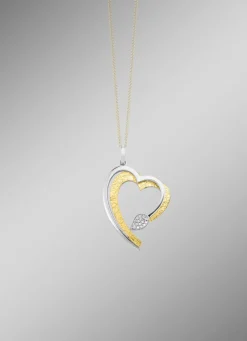 Herz-Anhänger in Bicolor mit synth. Zirkonia