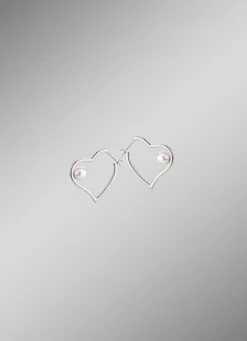 Herz-Creolen mit Süßwasser-Zuchtperlen