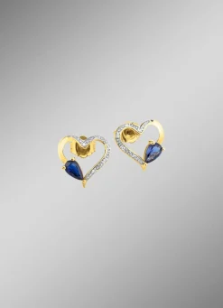 Herz-Ohrstecker mit echt Safir