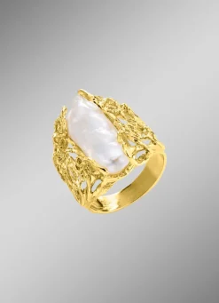 Hochwertiger Damenring mit Keshi-Perle