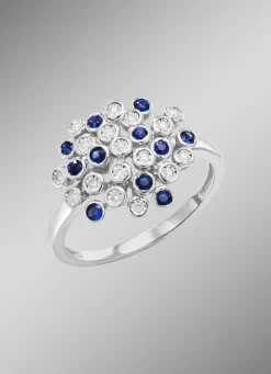 Hochwertiger Damenring mit Safir und Brillanten