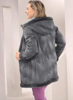Jacke aus Veloursleder-Imitat