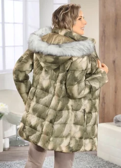 Jacke mit Dessin in Kunstpelz-Optik