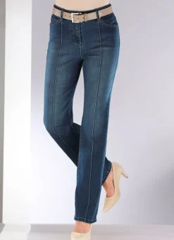 Jeans mit abgesteppten Biesen