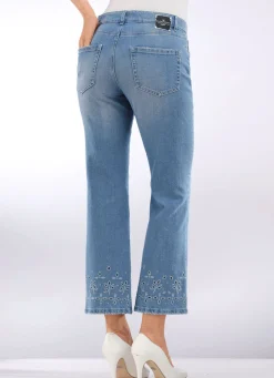 Jeans mit floraler Lochstickerei