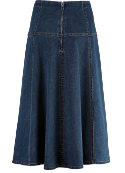 Jeans-Rock mit kontrastfarbenen Teilungsnähten