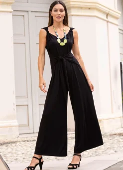 Jumpsuit mit angenähtem Hüftbindegürtel in 3 Farben