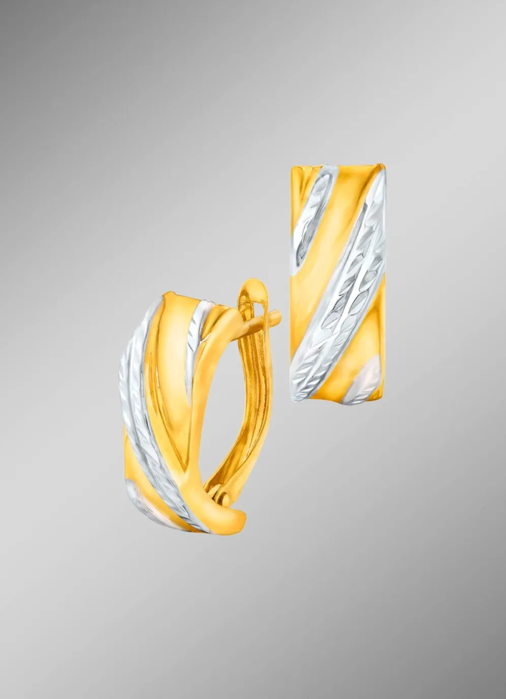 Klappcreolen in Bicolor, teilweise diamantiert