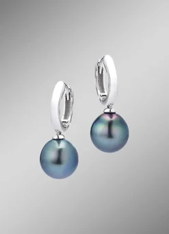 Klappcreolen mit Tahiti-Zuchtperlen in Tropfenform